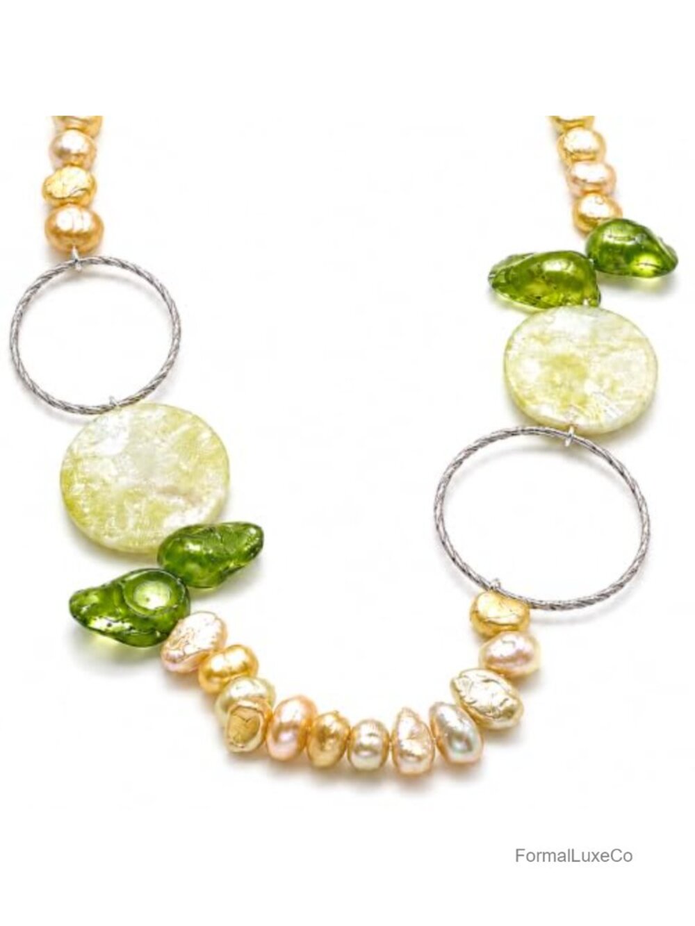 Handmade Freshwater Pearl Necklace Silver Beads 30 Inch Strand Gift for Women